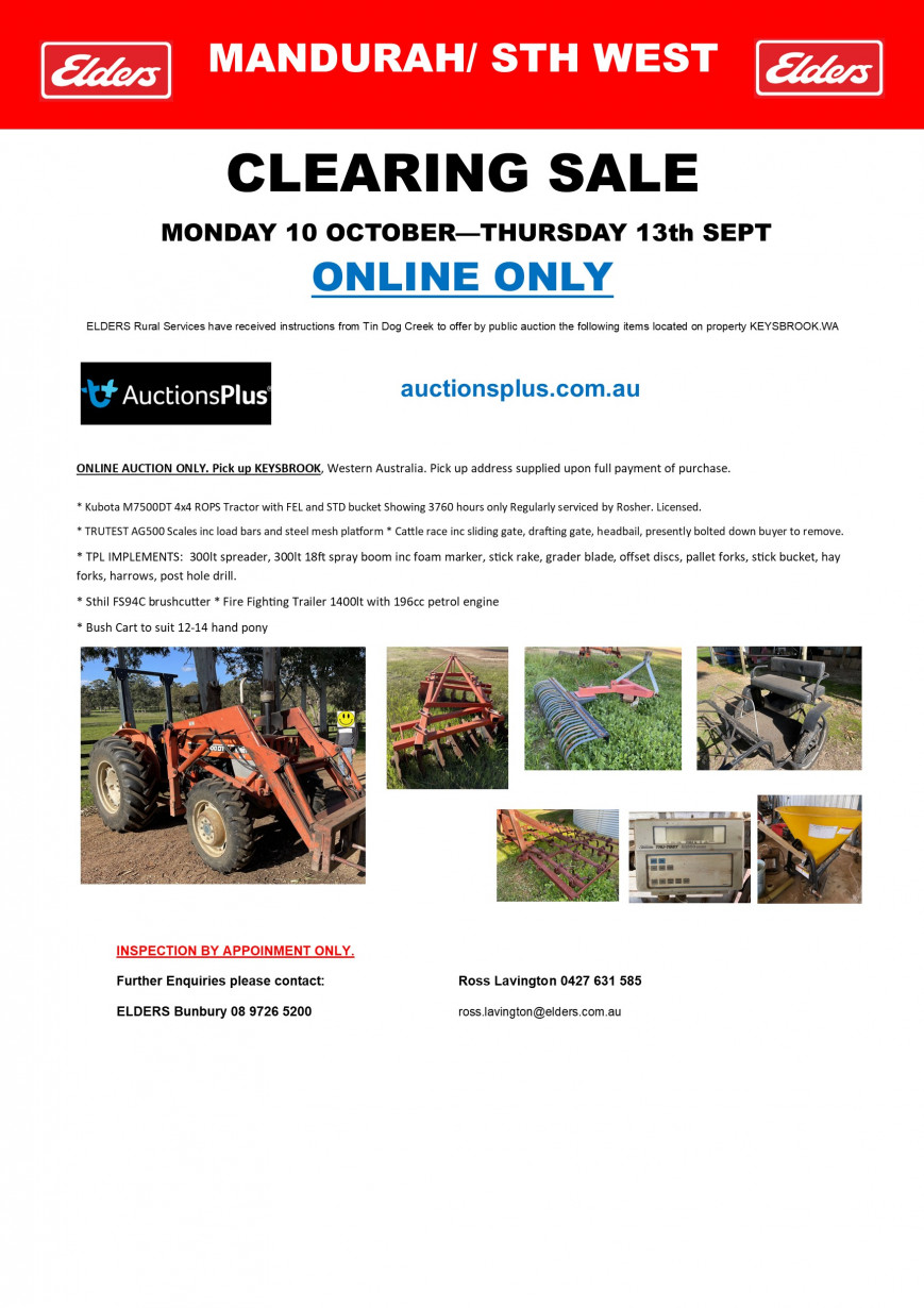 Clearing Sales 1070 Elders Rural Services